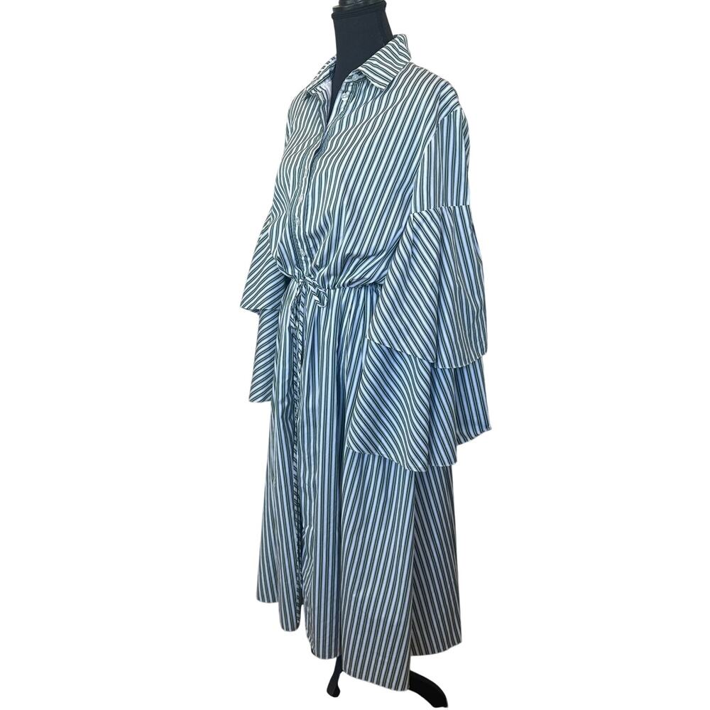 Rosie Assoulin Striped Midi Shirt Dress Size 12 Whimsical Artsy Designer $1300 - Picture 9 of 13